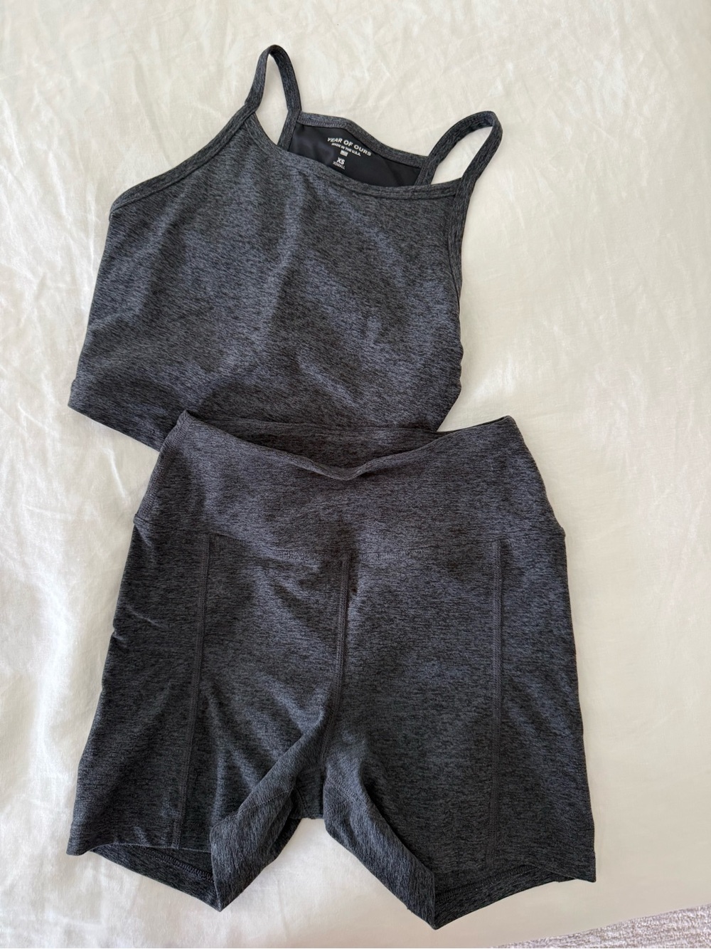 Dark Gray High-Waist Active Shorts & Cropped Tank Set - Year of Ours